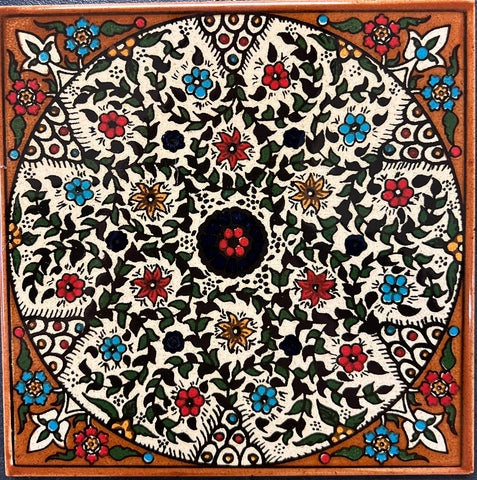 Brown Circular Flowers Tile