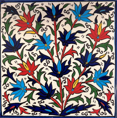 Flower Bush Tile (Blue)