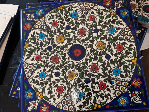 Circular Multicolor Flower Tile