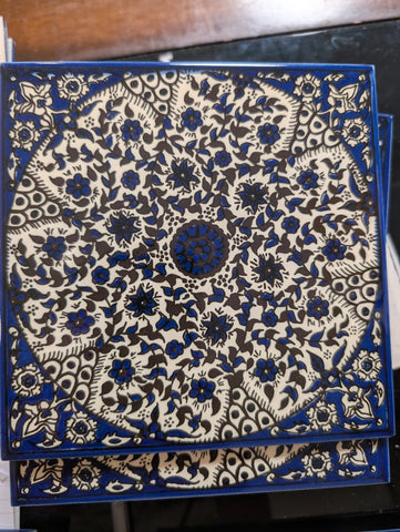 Circular Dark Blue Flower Tile