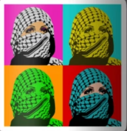 Woman in Palestinian Keffiyeh Pop Art Sticker