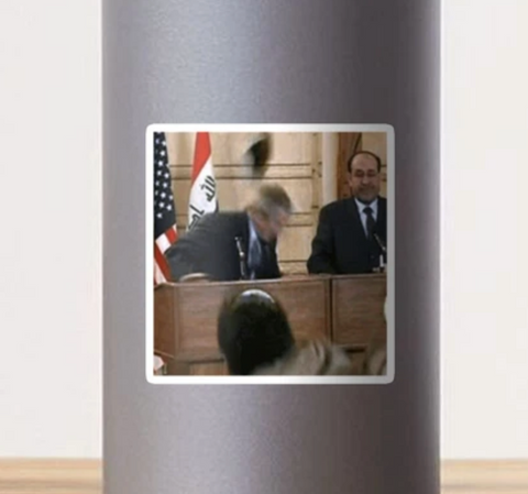 Shoe Thrown at Bush Sticker