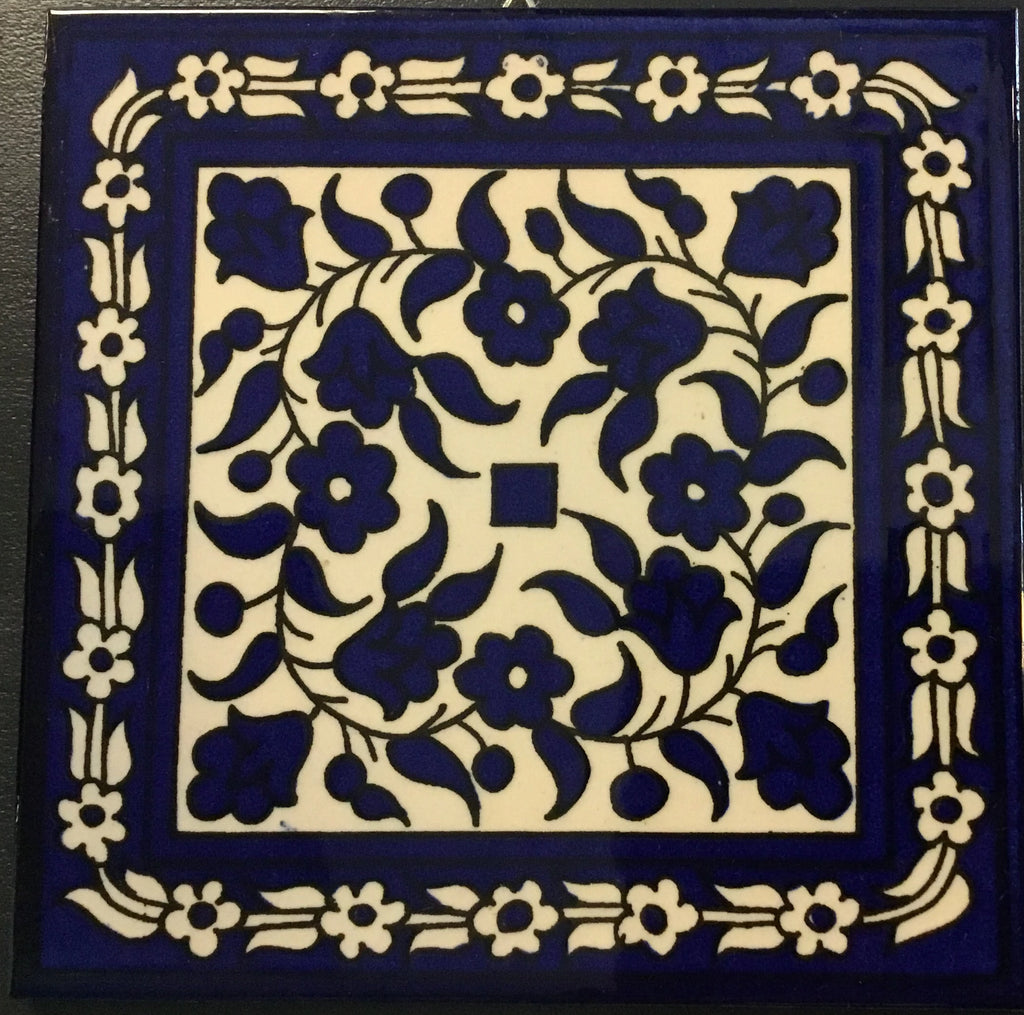 Square Blue Flower Tile