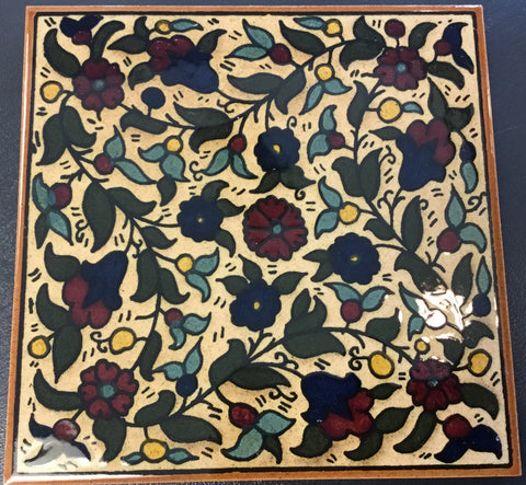 Brown Flowers Multicolor Tile