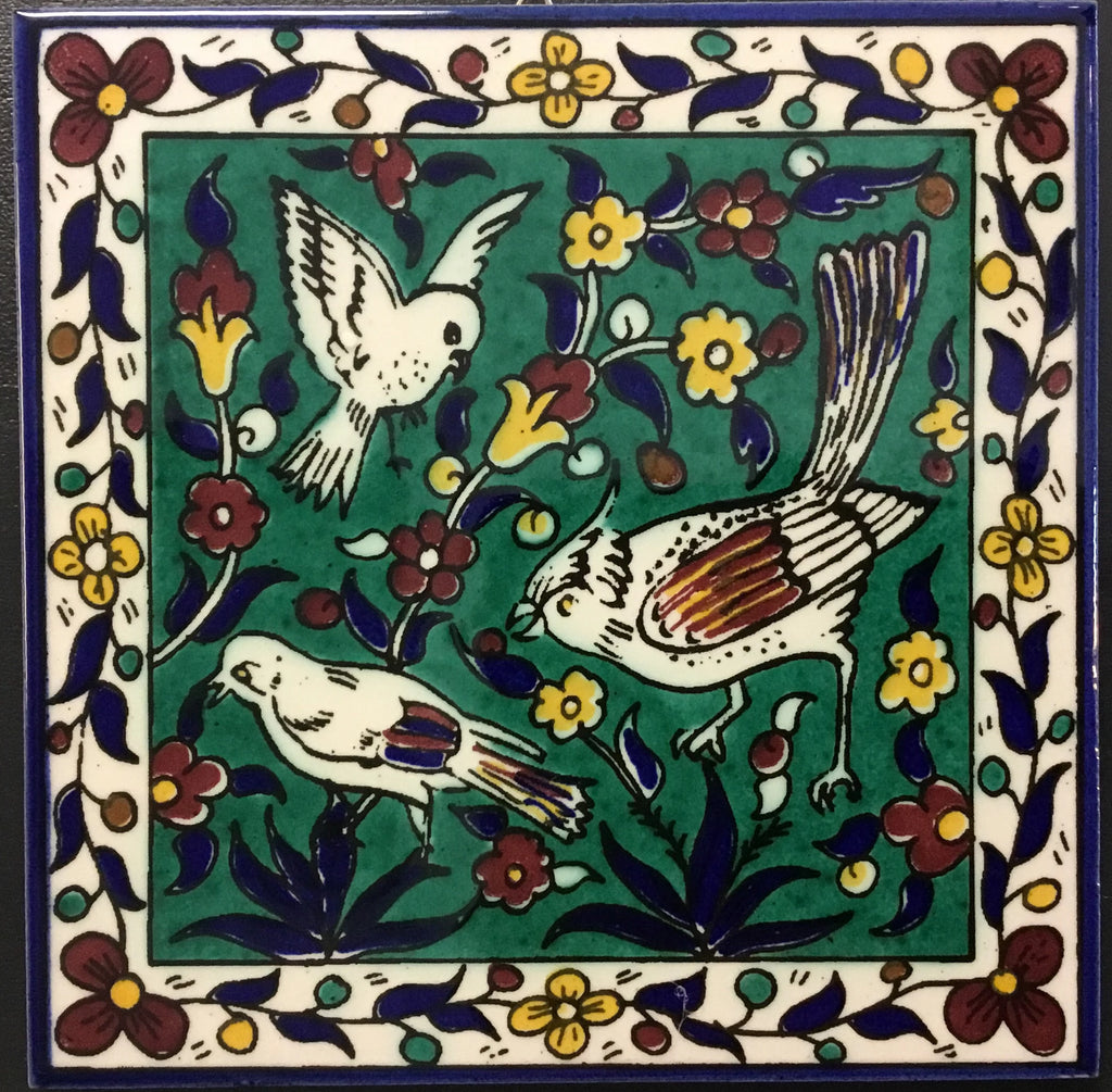 Green/Teal Birds Tile