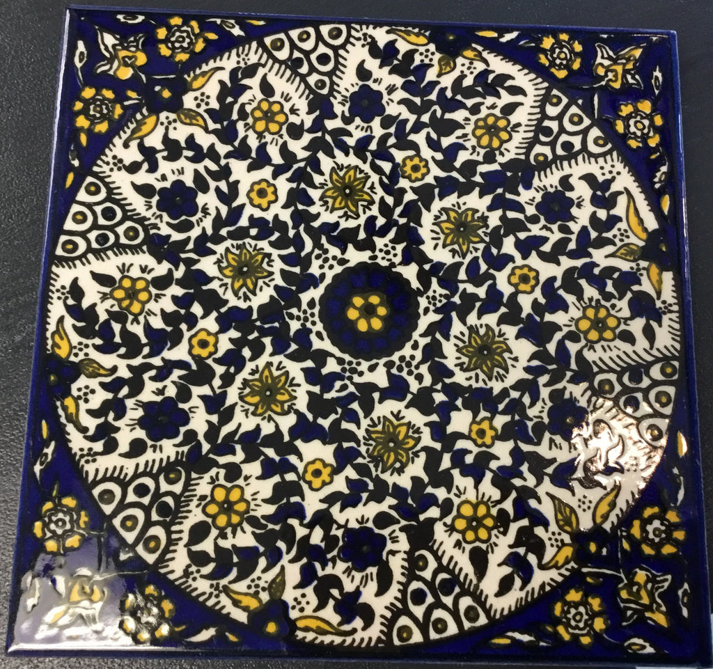 Circular Yellow Flower Tile