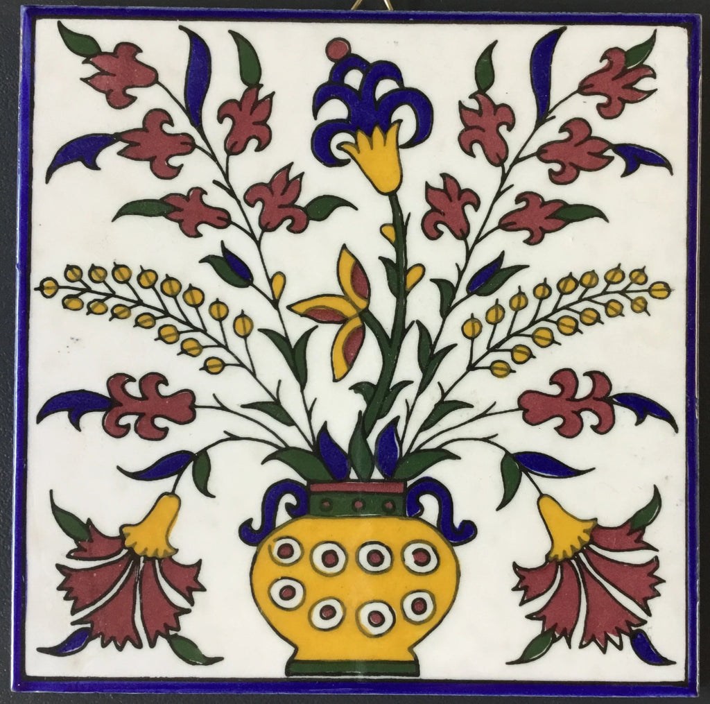 Flowers in Vase Tile (Blue)