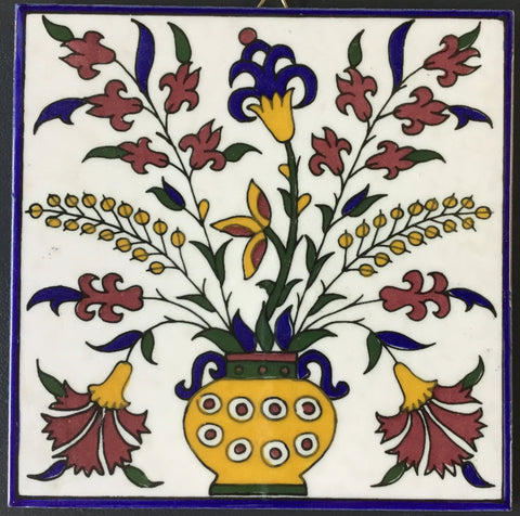 Flowers in Vase Tile (blue)