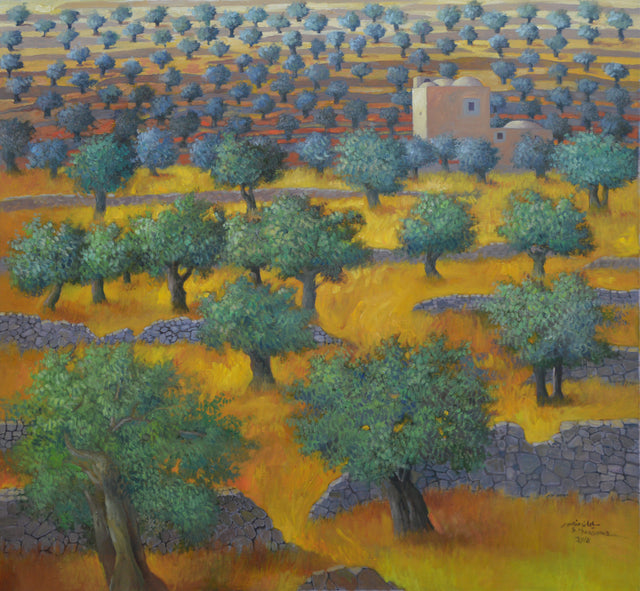 Landscape with Olive Trees by Sliman Mansour
